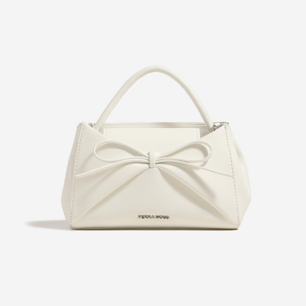 French-style girly pink bow handbag, new simple ins-style sweet and cute commuter shoulder crossbody bag