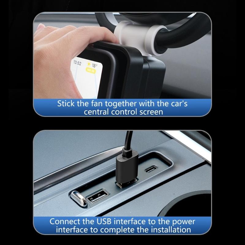 Portable Fan For Car Adjustable Car Central Control Screen Fan Low Noise Auto Accessories Air Circulation for Vehicle