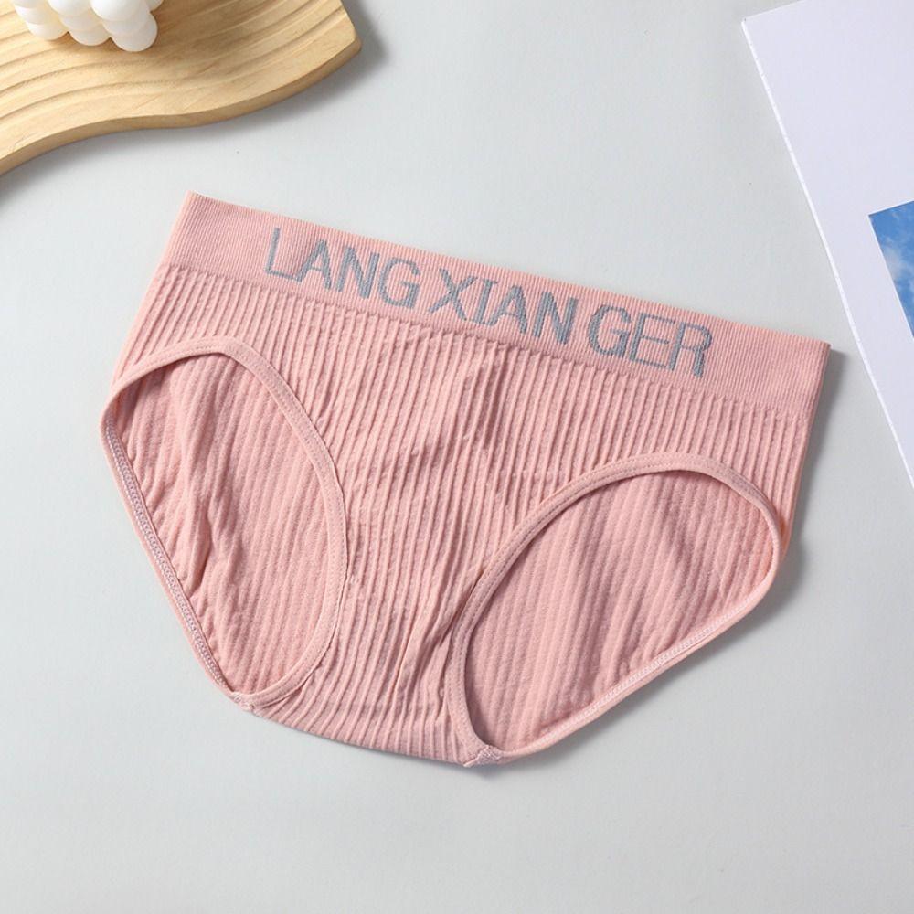 5Pcs Mid Waist Simple Panties Letter Underwear for Women Comfortable Seamless Underwear Girl