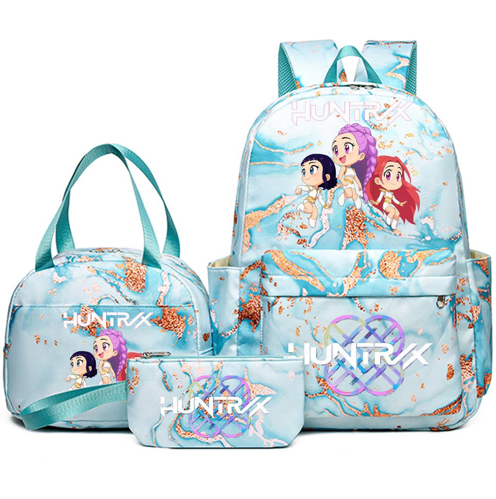 

3Pcs/set Anime K-Pop Demon Hunters Printed Backpack Handbag Pencil Case for Teenager Student Bookbag Schoolbag Women Large Capacity Waterproof Bag