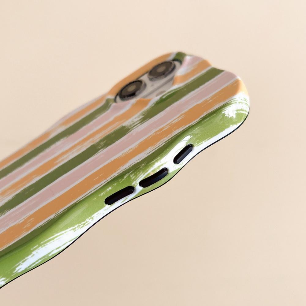 Fashion Graffiti Striped Color Blocked Phone Case For Iphone 16 15 14 13 12 Pro Max Wave Border Frame Protect Shockproof Cover