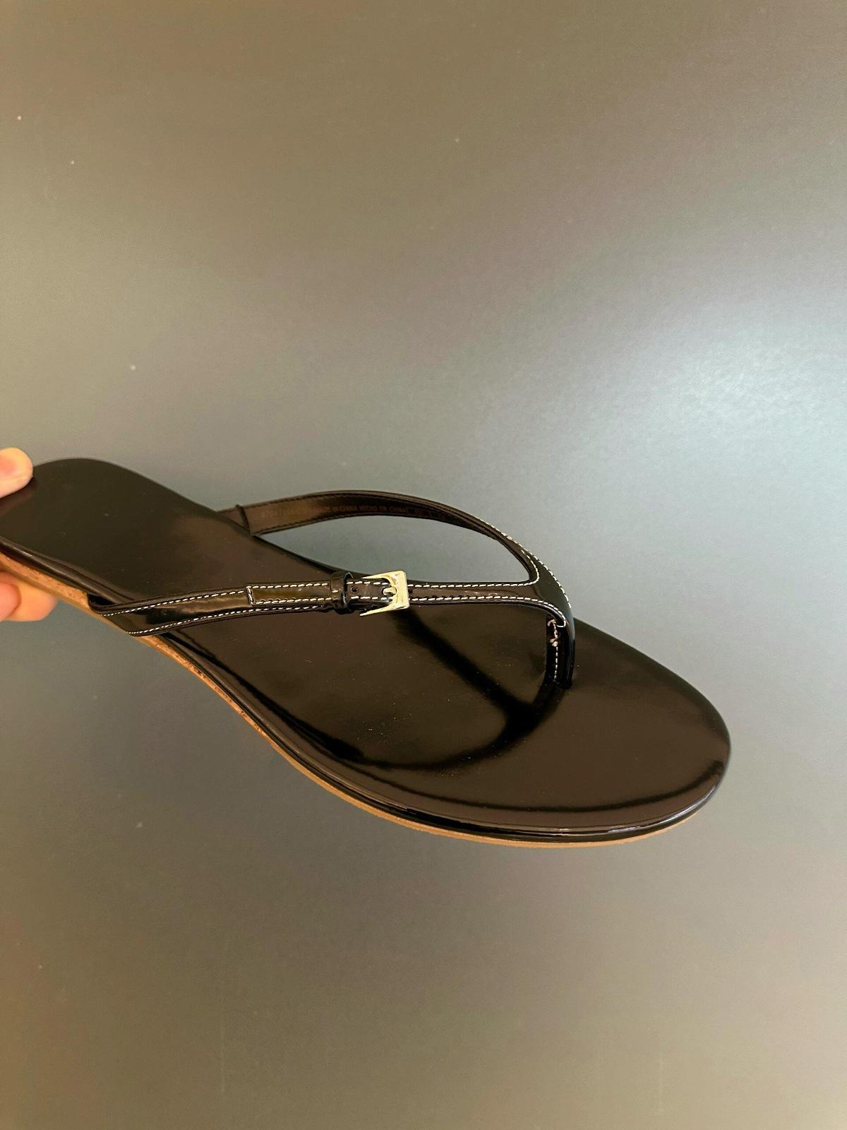 

Sheepskin version~ Summer new wood grain thick-soled leather flip-flops for women to wear Muller cool slippers and half slippers 40