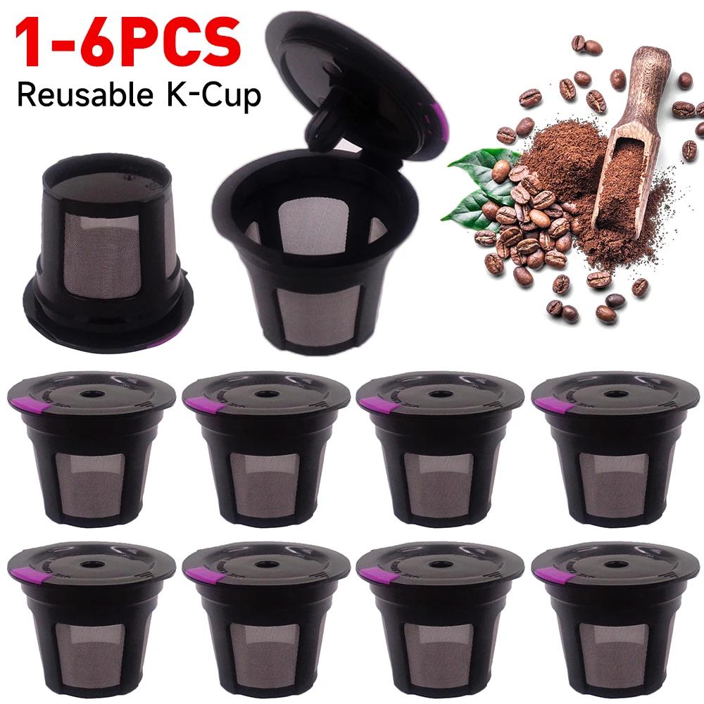 1-6PCS Reusable K Cups for Keurig Universal Refillable Eco-Friendly Coffee Filters with Spoon for Keurig 1.0/2.0 Mini Plus Serie