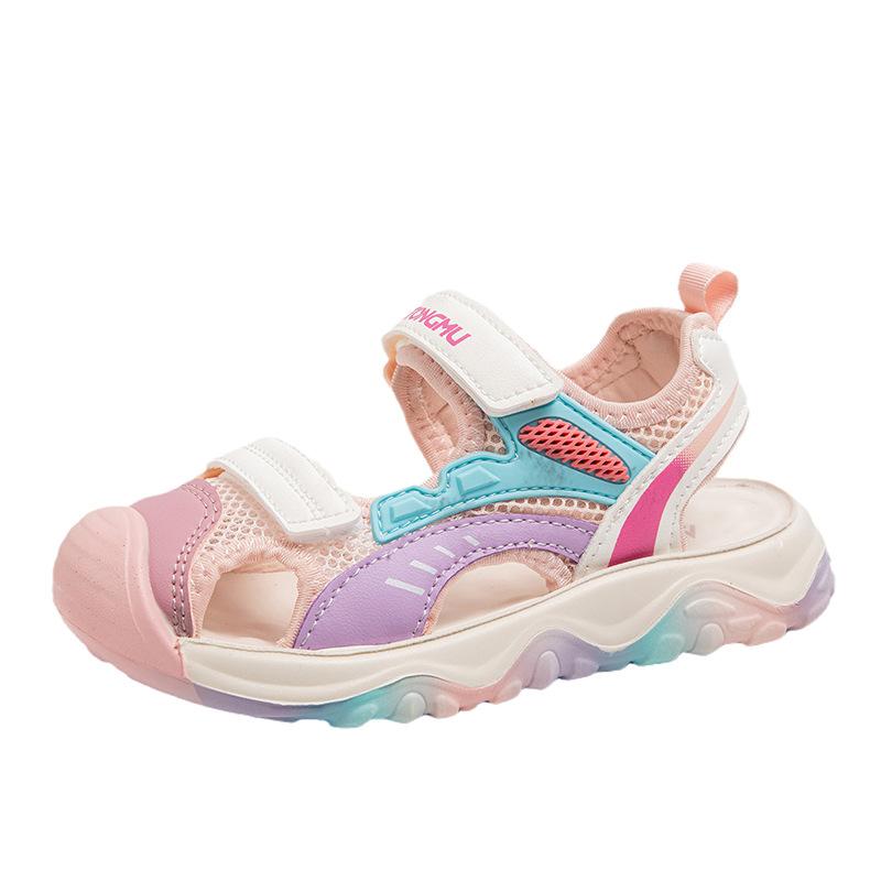 Children's Light Sandals Summer Boys Bag Head Cool Slippers Girls Hollow Beach Shoes