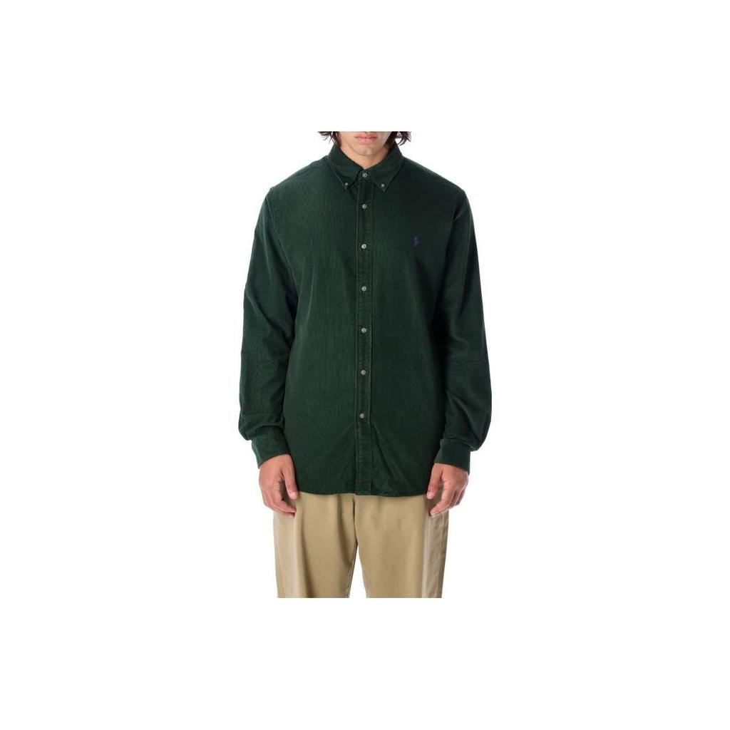 Polo Ralph Lauren Solid Button-Down Collar Long Sleeve Shirt Men shirts Green 710811684003