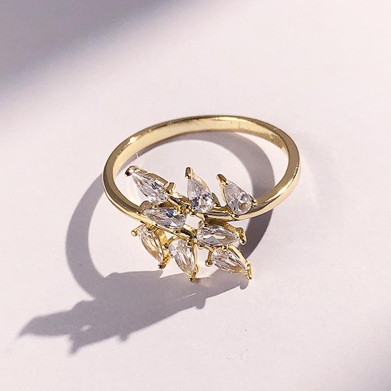 Geometric Design Ring Woman, Niche Personalized Design Jewelry, Leaf Water Drop Ring