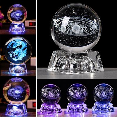 LED křišťálová koule 3D planety sluneční soustavy křišťálová koule Skleněná koule Domácí dekorace Valentýnský dárek Ornament