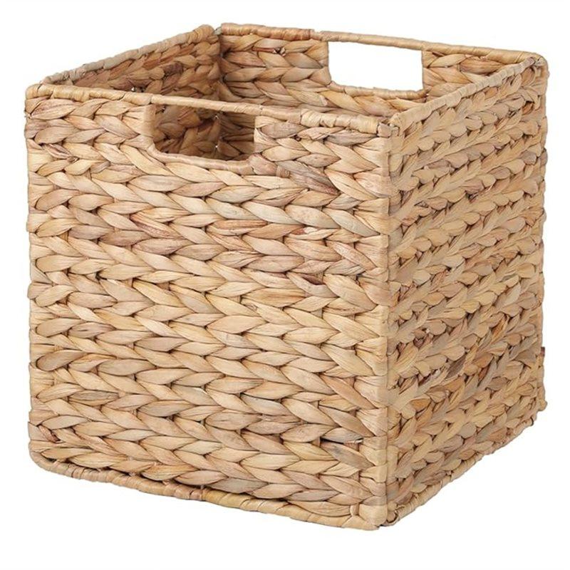 

Square Wicker Baskets Cube Storage Bins, Water Hyacinth Hand-Knitting Storage Baskets, 1 Pcs Storage Basket Convenient