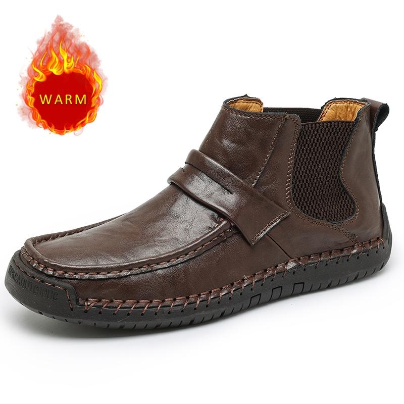 Fashion Hot Selling Outdoor Hiking Shoes Europe America Men's Leather Short Boots Classic Business Boots Handmade Soles High Top Shoes