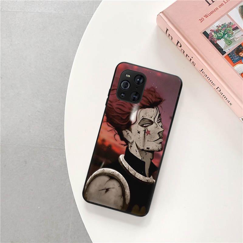 Telefonkasten für OPPO A53 A52 A95 K9 A74 A94 A93 A55 Reno 6 4 3 Pro 5G A9 Ace F11 Find X2 Hunter X Hunter Hisoka Anime Schwarze Abdeckung