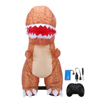2.4GHz 4 Channel Remote Control Dinosaur Brown Inflatable Rechargeable Electric Walking Dinosaur Toy Support 360
