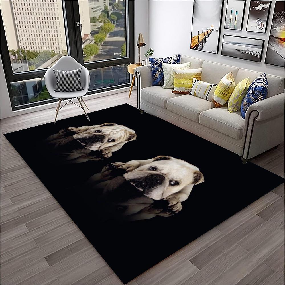 Cartoon Französisch Pit Bull Hund Haustier Teppich Teppich für Zuhause Wohnzimmer Schlafzimmer Sofa Fußmatte Dekor, Kinder Spielbereich Teppich rutschfeste Bodenmatte