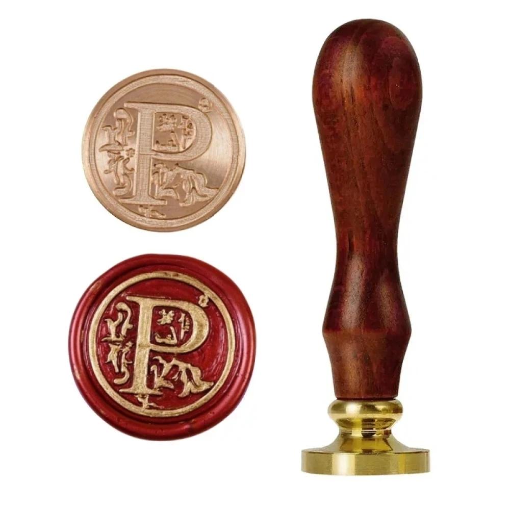 1set 26 Letter A-Z Wax Seal Stamp with Wooden Handle, Wax Seal Paint Copper Head for Envelope Gift Invitation Card Sticker