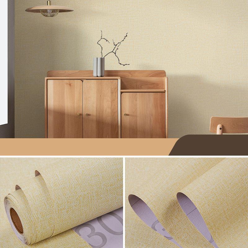Solid Color Linen Pattern Living Room Bedroom Cabinet Decorative Sticker Self-adhesive Wallpaper Waterproof and Moisture-proof