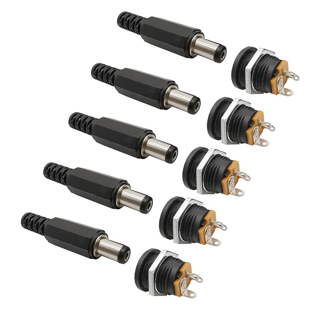 

STONEGO 12V 3A DC Power Connector Panel Mount Female Jack Socket with Plastic Male Plugs, Screw Nut 5.5 x 2.1mm