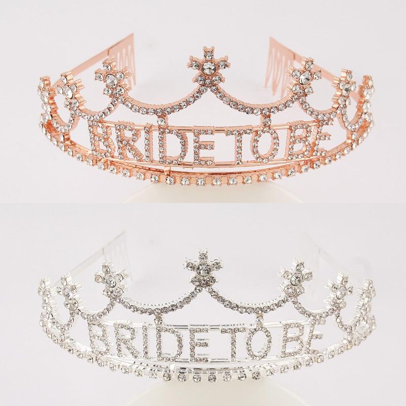 Rhinestone Bride To Be Headband Bridesmaid Crown Wedding Bridal Shower Girls Night Gift Bachelorette Hen Party Decoration