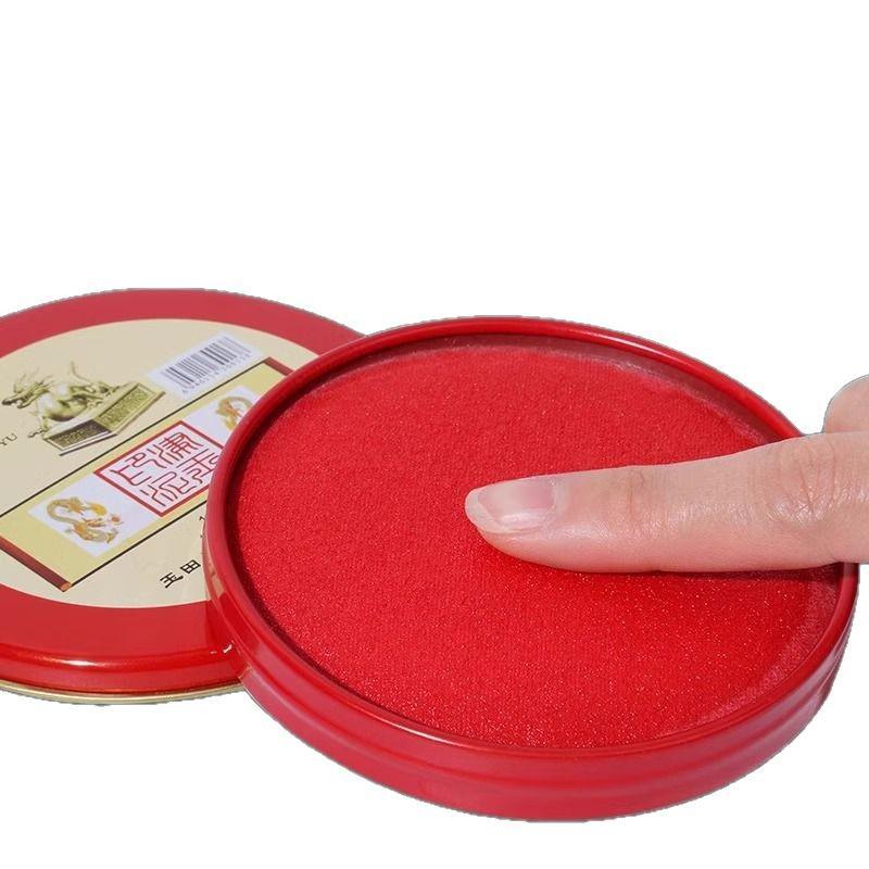 Quick-Drying Round Red Ink Pad - Portable & Fast-Drying Stamp Pad for Office or Finance Use.