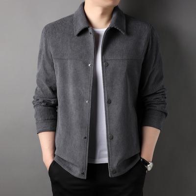 Spring New Style Men's Lapel Trendy Buttoned Simple Korean Style Corduroy Loose Jacket for Men