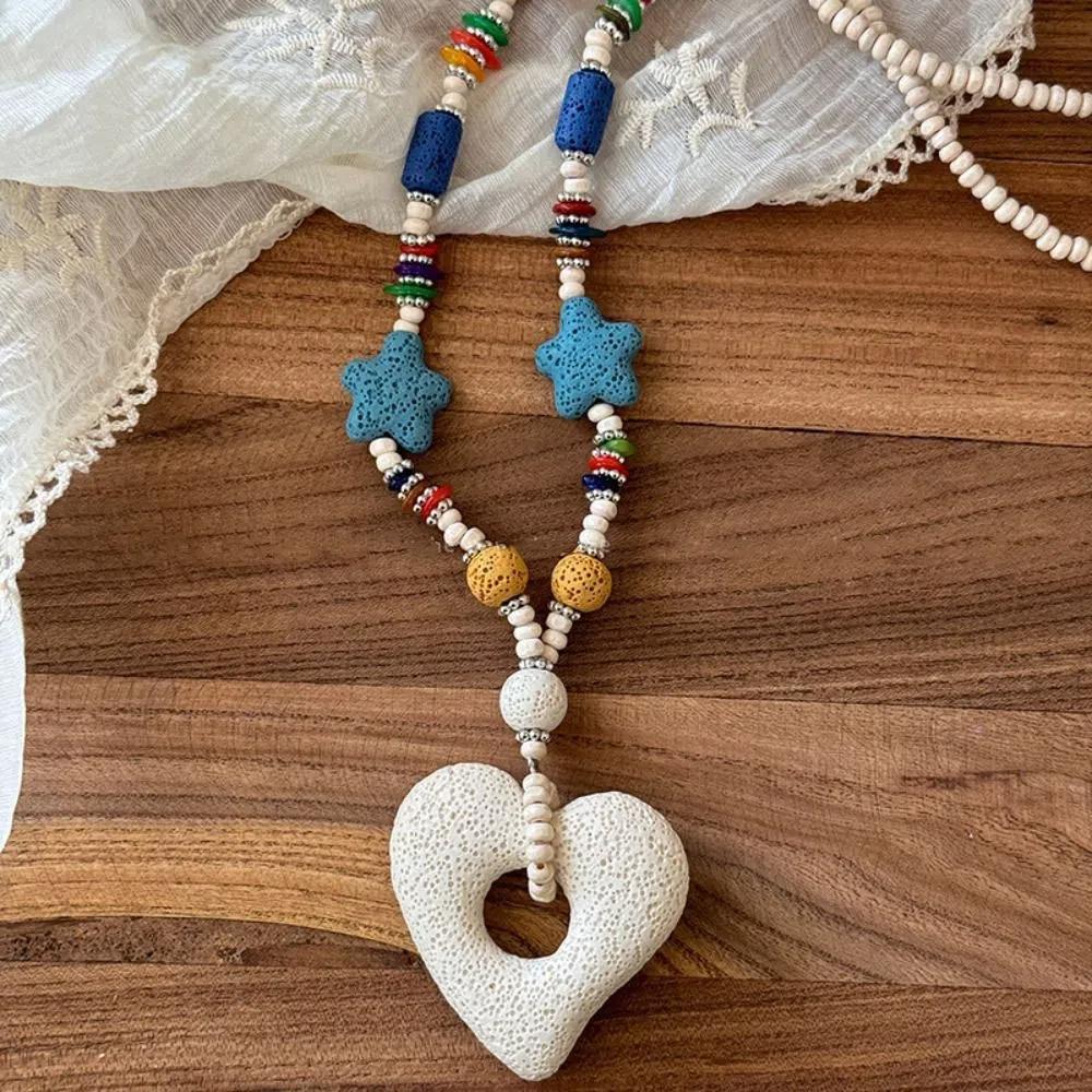 

Bead Dopamine Color Necklace Sweet Seaside Vacation Choker Trendy Love Stone Necklace Beach Style3