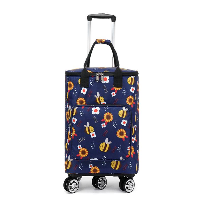 Folding Portable Grocery Shopping Cart with Bag - Household Supermarket Trolley