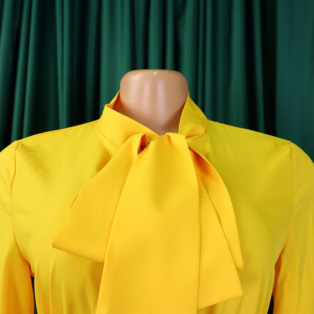 YYFS Modă Femei Primăvară Toamnă Imprimeu Bloc de Culoare Mânecă Lungă Talie Înaltă Rochii Casual