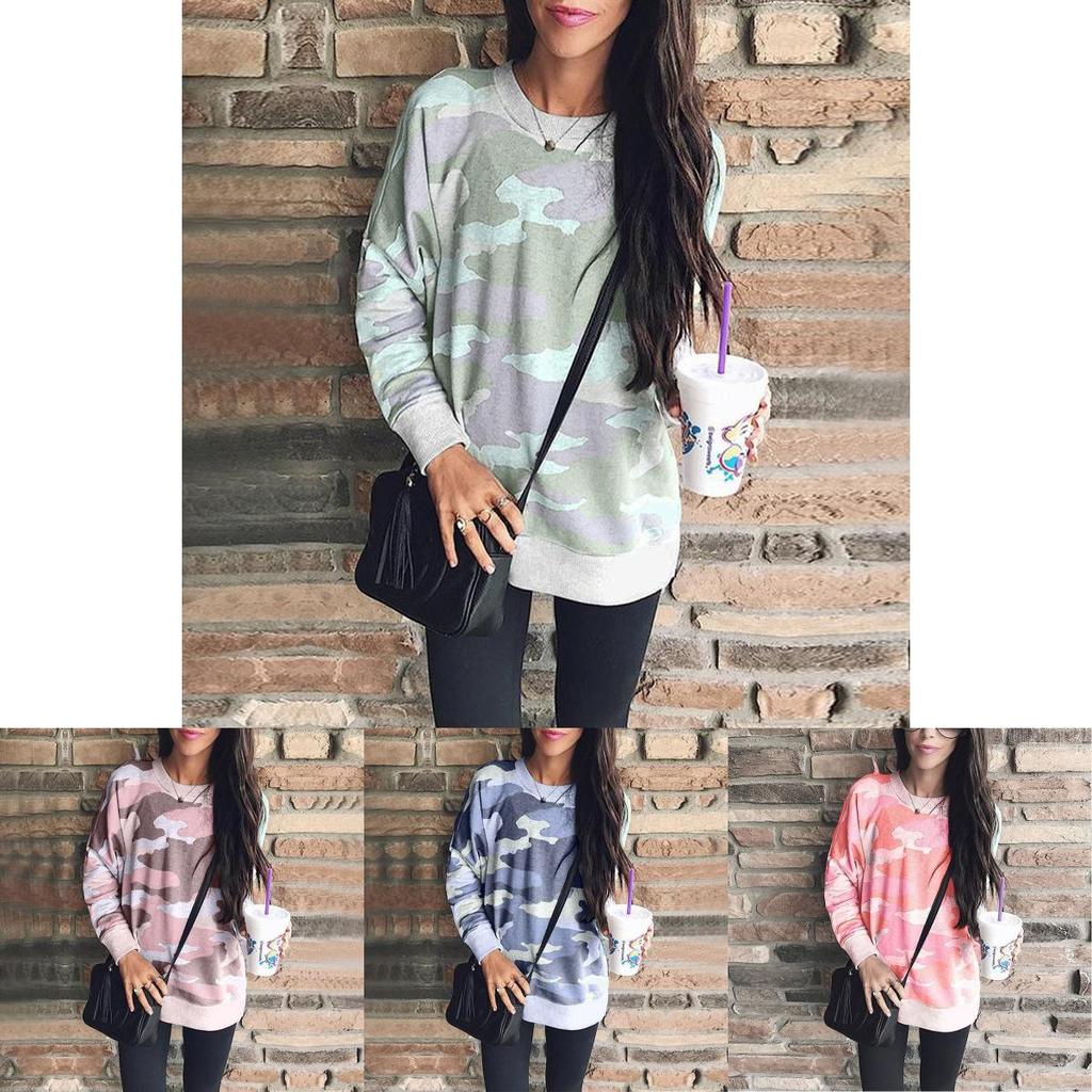 Premium Camouflage Woman Fashion Jumper Pullover Casual Tops Blouse Tee T-shirt