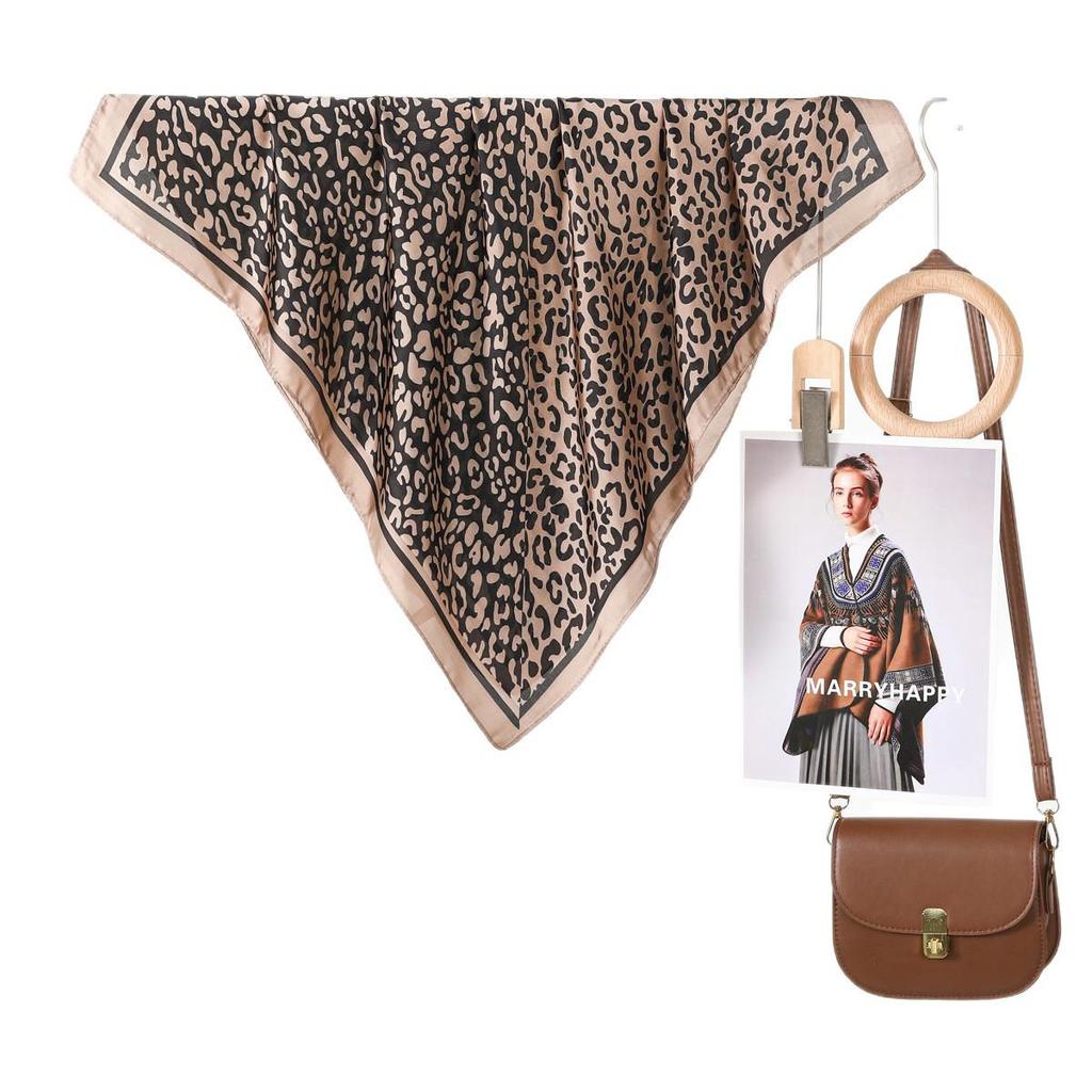 Women's Classic Leopard Print Silk Scarf: Versatile Neck or Head Scarf for Trendy Street Fashion