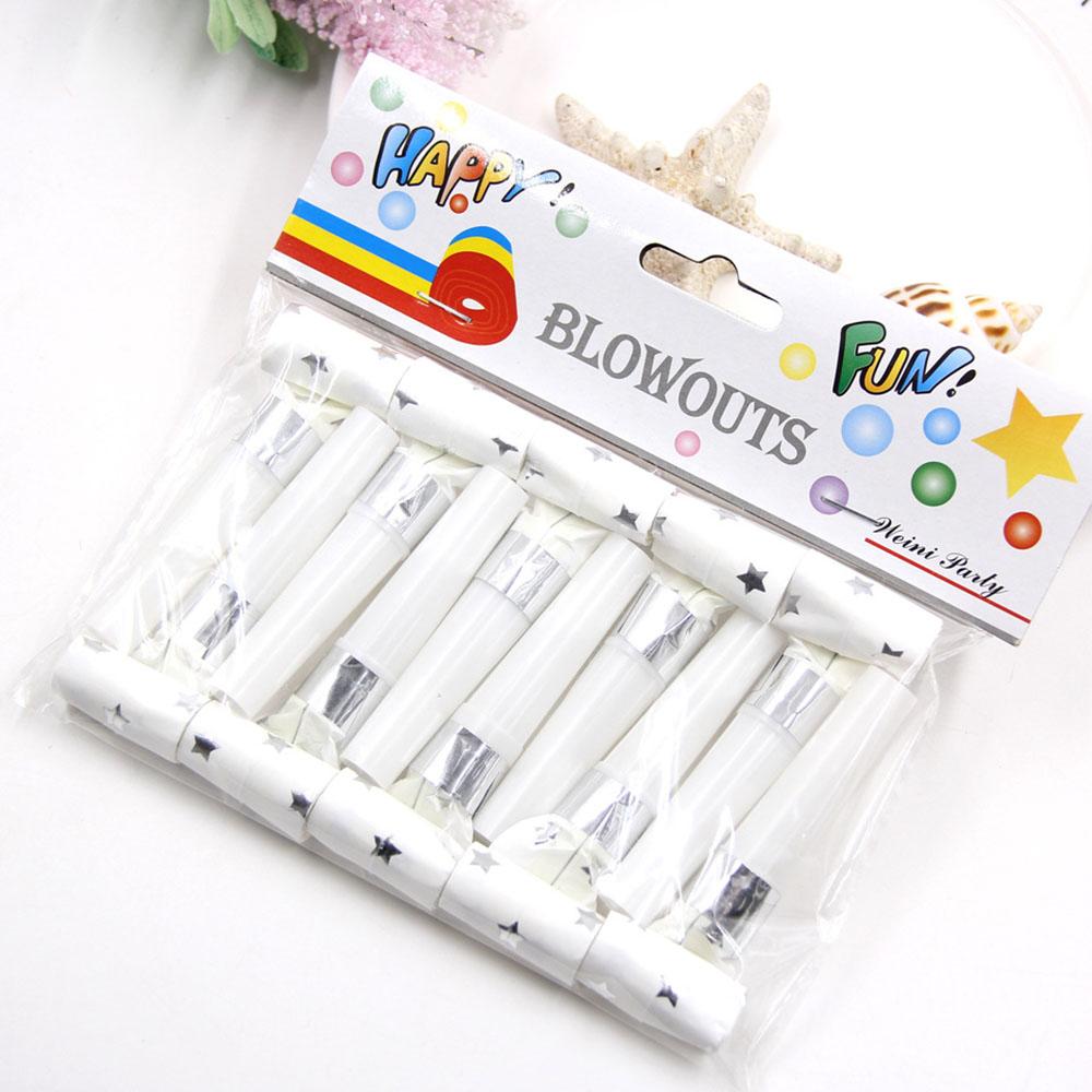 10Pcs/Pack Bronzing Blowouts Whistles With Gold Silver Star Stripe Dot For Kids Birthday Party Decoration Supplies Children Toys Gift