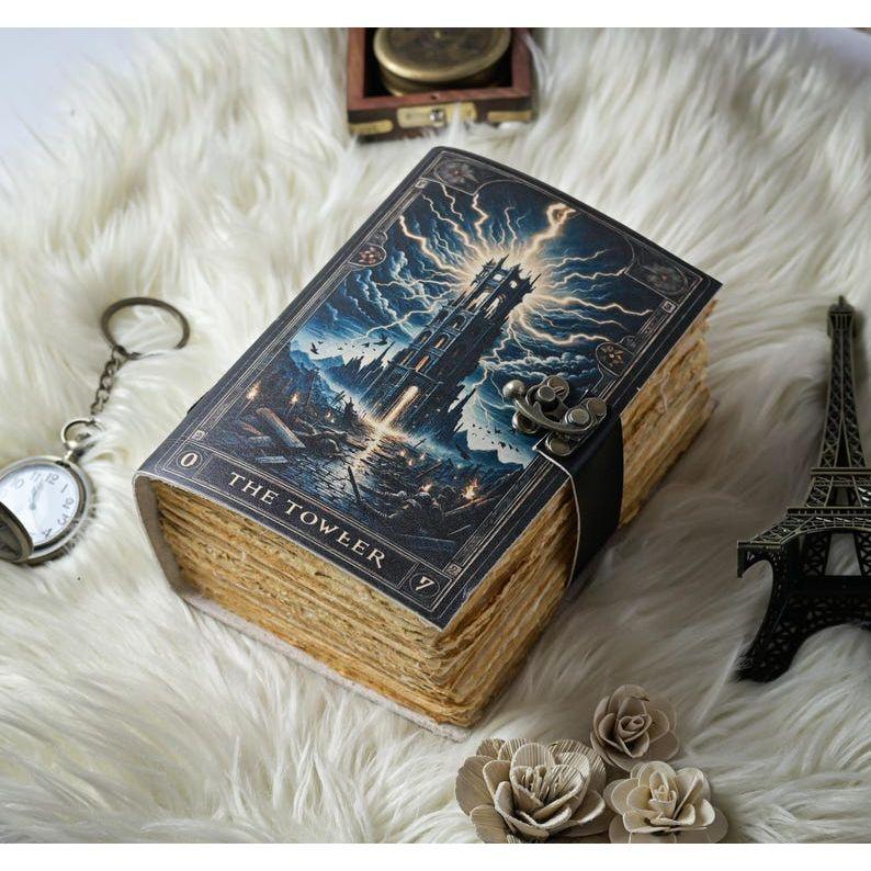 Journal  Gothic Grimoire Notebook  Handmade Occult Diary  Witchy Tarot Card Sketchbook  Dark Fantasy Spell book Gift.