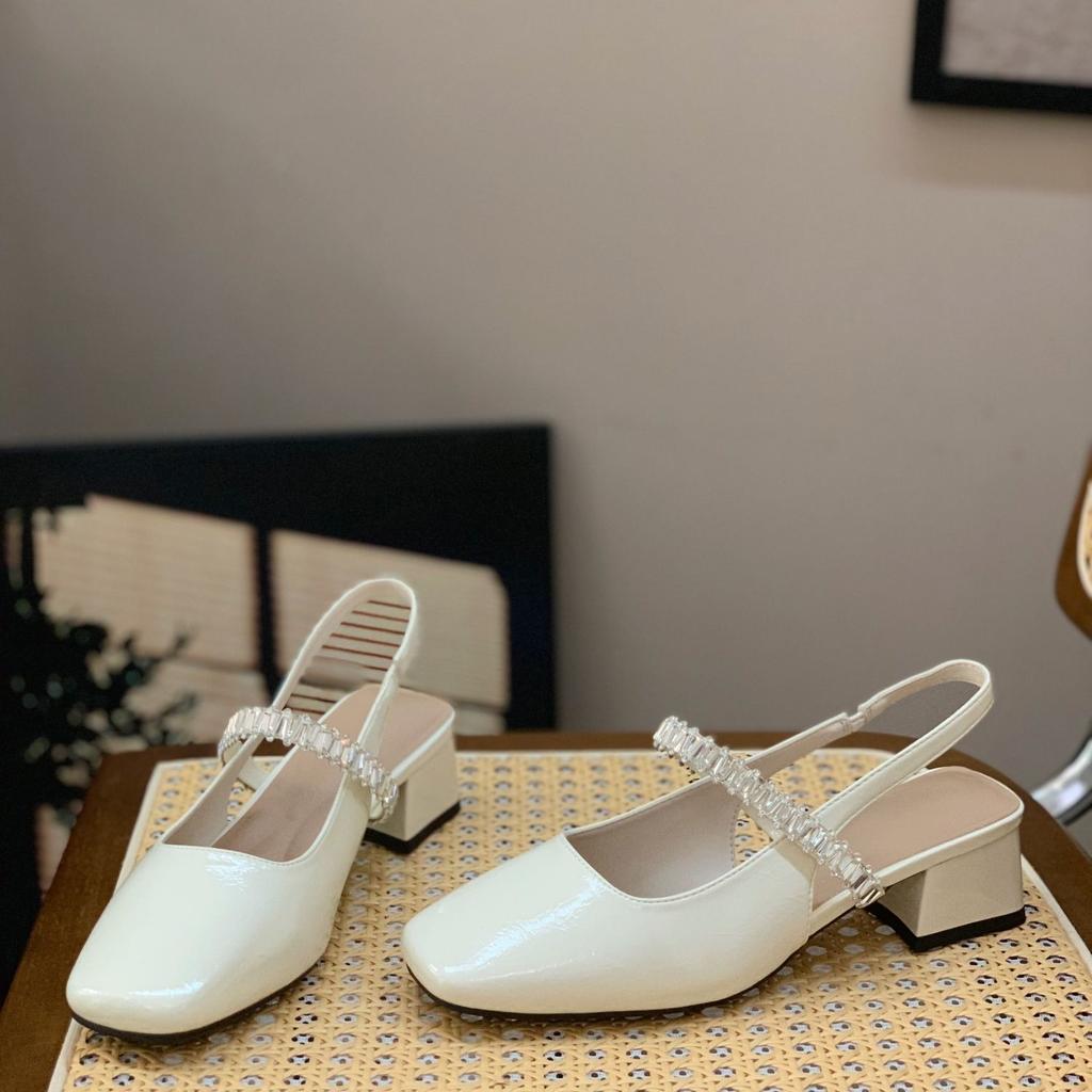 Fairy Style Design Sense Rhinestone Sandals Female 2025 Summer New Versatile French Temperament Thick Heel Thick Sole Mary Jane