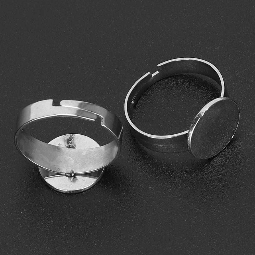 20pcs Stainless Steel Flat Ring Base Round Pad Ring Bases Adjustable Ring Base Craft Projects