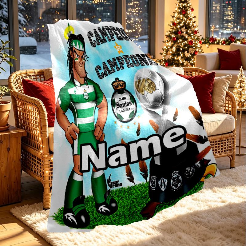 Custom Name Personalized Club Santos Laguna Print Blanket, Home Decor, Bedroom, Sofa, Camping, Couch, Gifts for Birthday ChristmasEnthusiasts