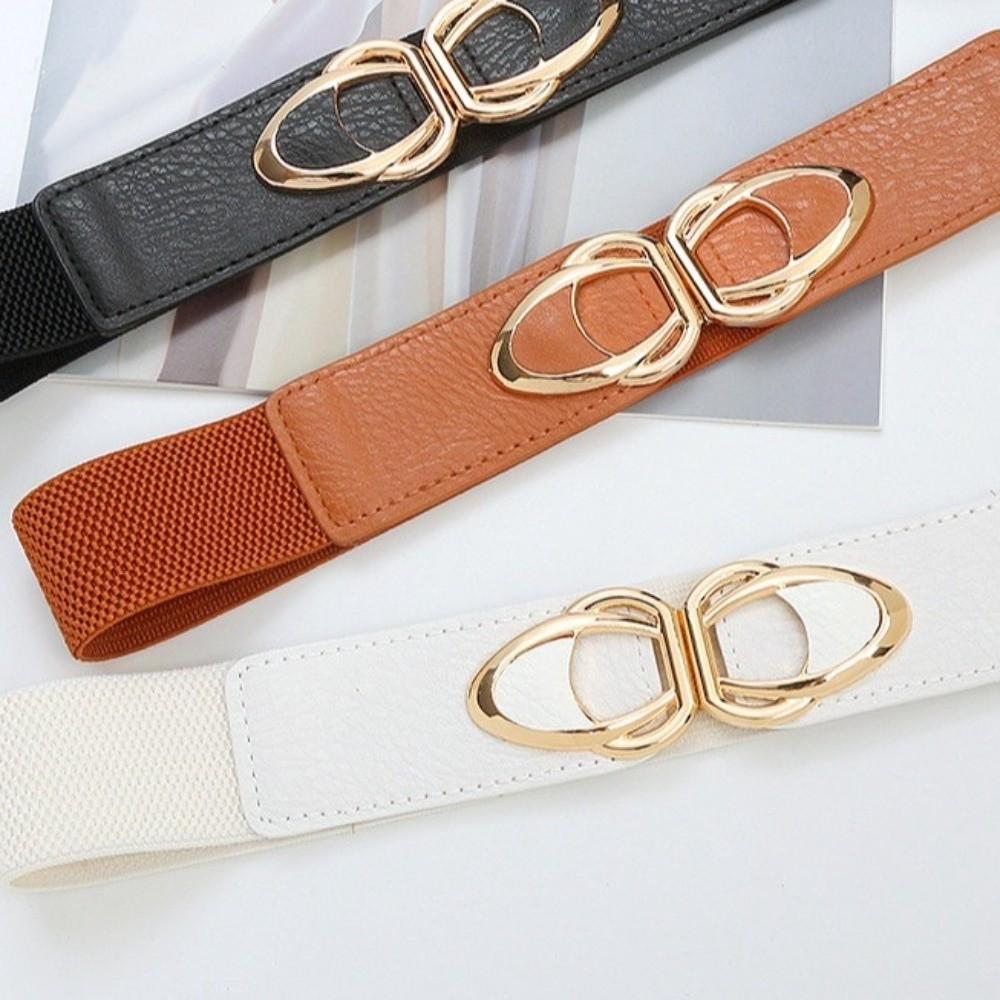 Solid Color Stretch Waistband Waist Defining Women Elastic Belt Dress Belt  Coat Accessories