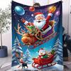 Christmas Flannel Blanket with Santa Reindeer Penguin Print  Cozy Throw for Sofa Bedroom Camping  Perfect Gift for Kids Couples