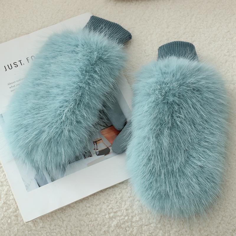 Women's Winter Warm Faux Fox Fur Gloves from Russia