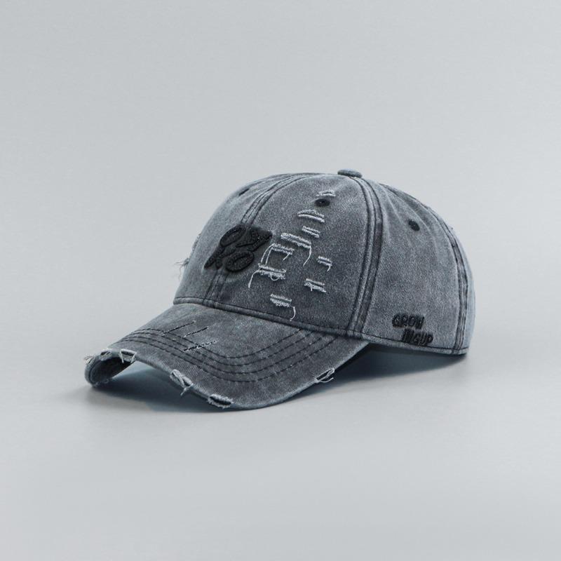 Retro ripped baseball cap women's spring and summer cowboy hat versatile big head circumference showing face small hat tide