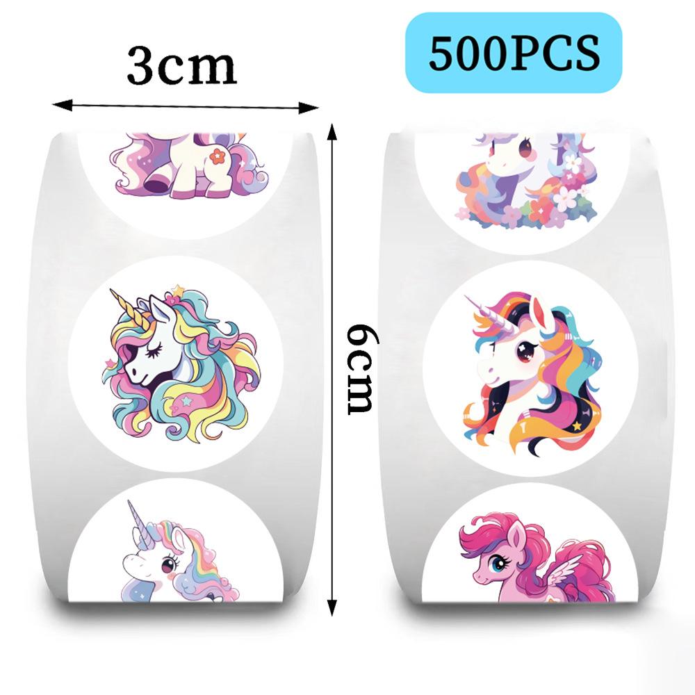 500 Pieces/roll Roll Tape Unicorn Sticker Handbook Material Can Be Decorative Envelope Seal Sticker