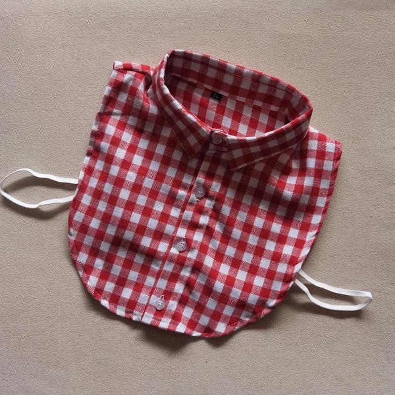 Plaid Women Shirt False Collars White  Removable Lapel Collars For Women Fake Collar Women Detachable Collars Nep Kraagie