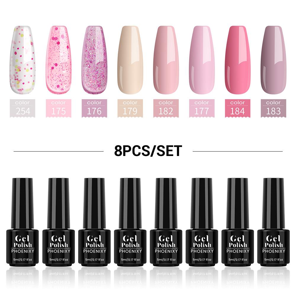

PHOENIXY 8Pcs Nail Gel Polish Set Party Wedding Series UV Nail Lamp Red Pink Purple Nail Polish Kit Nail Art DIY Манікюр Валентина Подарунковий набір