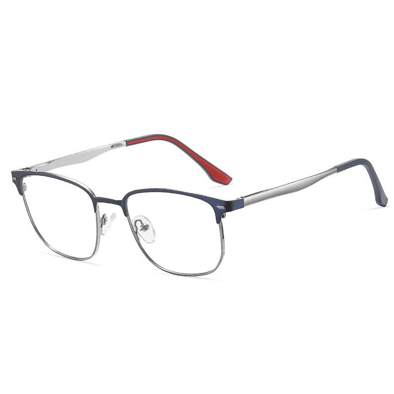 High Quality Metal Anti Blue Light Reading Glasses Men Half Frame Square Prescription Eyeglasses Fashion Presbyopic