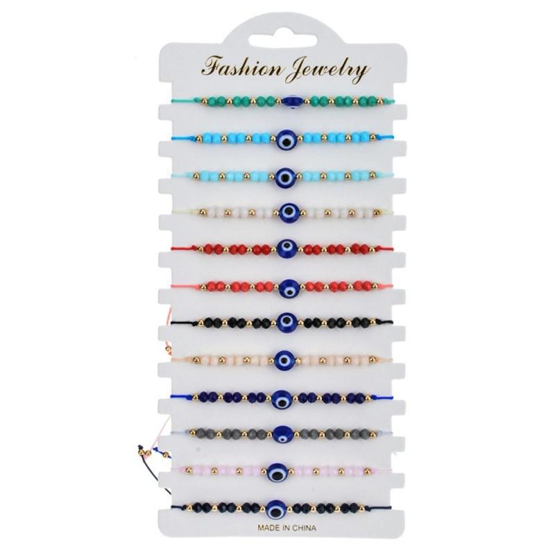 12 Pieces/Set Devil s Eye Bracelets Liuli Eye Bead Bracelet Charm Lucky gift for Women Elastic for Protection Ornaments 1