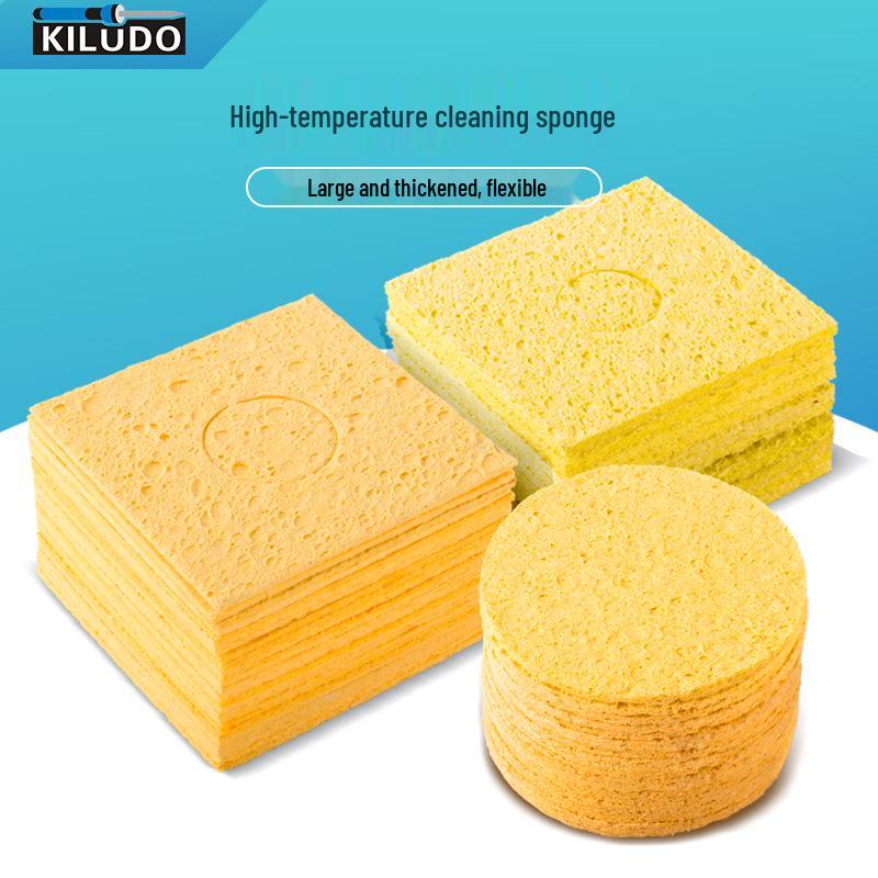 Heat-Resistant Soldering Iron Cleaning Sponge for Welding Residue - Thickened Yellow Square