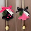 Black Rose Christmas Tree Ornaments & Rearview Mirror Plush Décor with Bells