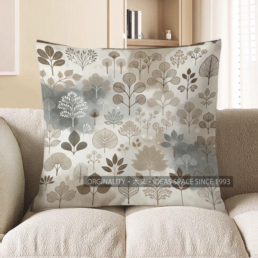 

2D Bohemian Floral & Leaf Patterned Pillow Covers Pattern Cushion Cover Suitable For Sofa Bedroom Car Pillow Cover 40x40cm