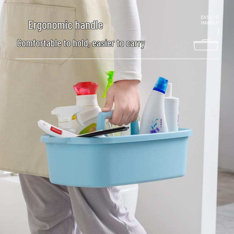 Thick Plastic Handheld Storage Basket for Bathroom, Kitchen, Cosmetics, and Cleaning Tools