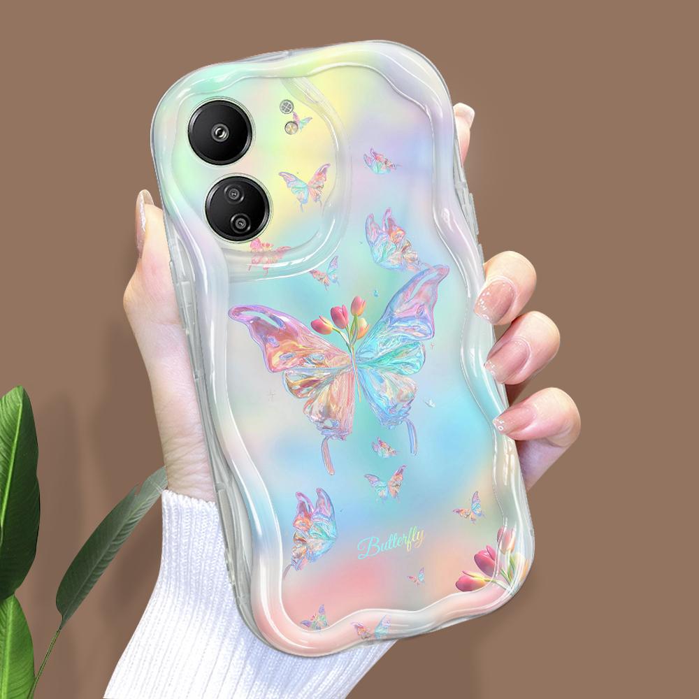 Cute Cartoon Pattern Cream Texture Casing Wavy Edge Soft Silicone Cover Phone Case for Xiaomi Redmi