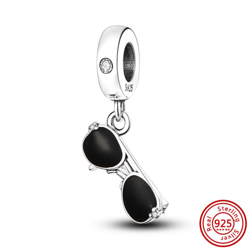 New 925 Sterling copper Cute Cat Dog Paw Prints Night Moon Sunglasses Pendant DIY Beads Fit Pantaro Charms Bracelet Fine Zircon