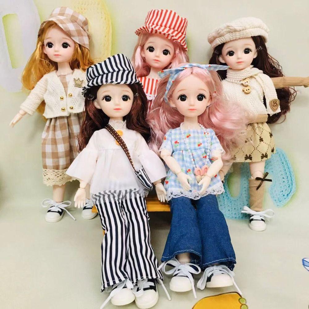 Long Hair 30cm Bjd Doll with Clothes Attractive Eyes Princess Makeup Ball Joint Doll  Babies