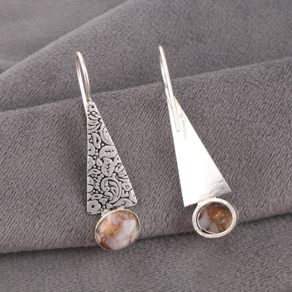 Natürlicher Rosa Opal Türkis Edelstein 925 Sterlingsilber Schmuck Ohrringe 1,9" EE-165-46