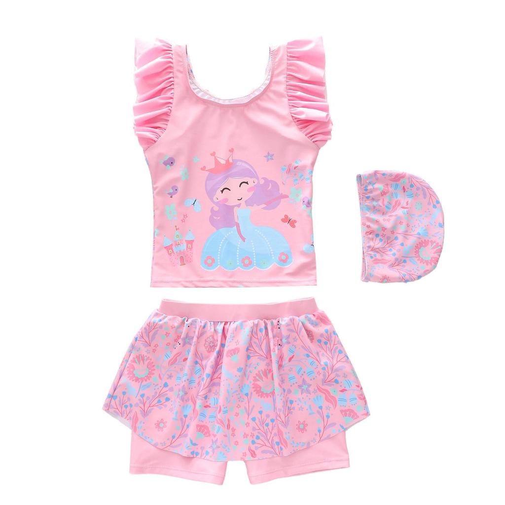 2026 Sleeveless Cartoon Two-Piece Swimsuit for Girls - Toddler and Small Children Skirt Style